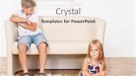  Presentation with sister - PPT theme enhanced with angry brother and sister in a living room background and a white colored foreground
