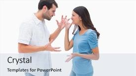  Presentation with angry miners - Cool new presentation with angry brunette shouting at boyfriend backdrop and a light blue colored foreground