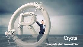  Presentation with trademark - Presentation design enhanced with angry businessman crashing stone trademark background and a gray colored foreground