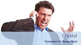  Presentation with cell phone towers - PPT layouts with angry-businessman-is-talking background and a sky blue colored foreground