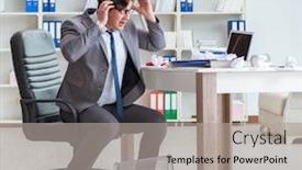  Presentation with angry - PPT theme having angry-businessman-shocked-working background and a light gray colored foreground