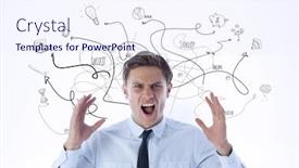  Presentation with doodle - Cool new presentation theme with angry-businessman-shouting-against-brainstorm backdrop and a sky blue colored foreground