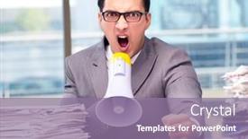  Presentation with angry - Theme with angry-businessman-with-loudspeaker background and a coral colored foreground