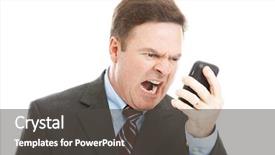  Presentation with yelling - Presentation theme having angry businessman yelling background and a dark gray colored foreground