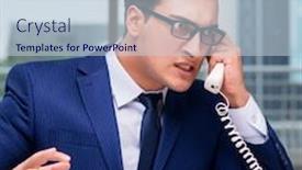  Presentation with call center performance reporting - Cool new PPT theme with angry-call-center-employee-yelling backdrop and a lemonade colored foreground