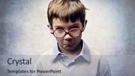  Presentation with angry baby - PPT theme with angry child with red glasses background and a  colored foreground