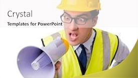  Presentation with construction - Beautiful presentation featuring angry-construction-supervisor-isolated backdrop and a white colored foreground