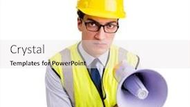  Presentation with construction - Presentation theme enhanced with angry-construction-supervisor-isolated background and a light gray colored foreground