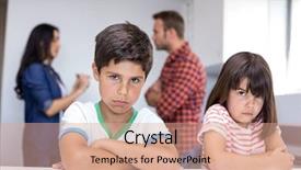  Presentation with children parents - Presentation theme with angry couple - parents arguing in front background and a coral colored foreground
