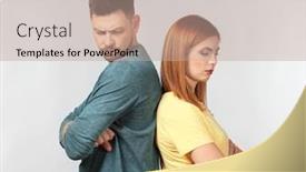  Presentation with angry - Presentation having angry-couple-after-quarrel background and a coral colored foreground