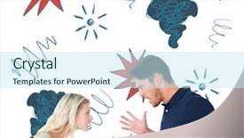  Presentation with doodles - Audience pleasing PPT layouts consisting of man woman divorce drawing - angry couple facing off backdrop and a sky blue colored foreground