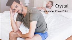  Presentation with gay - Slide set consisting of angry couple gay in bedroom background and a soft green colored foreground