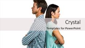  Presentation with angry - Amazing PPT theme having angry couple standing back backdrop and a lemonade colored foreground