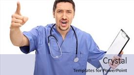  Presentation with finger millet - Audience pleasing presentation design consisting of angry doctor arguing and gesturing backdrop and a teal colored foreground