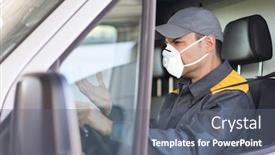  Presentation with driving - Slide set consisting of angry-driver-wearing-a-mask background and a gray colored foreground