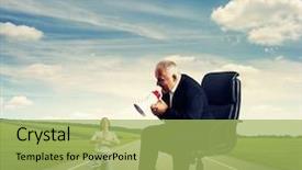  Presentation with man joined woman - Colorful PPT theme enhanced with angry emotional man and calm backdrop and a yellow colored foreground