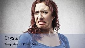  Presentation with woman in agriculture - PPT layouts featuring angry face - disgusted woman background and a teal colored foreground