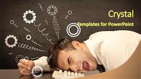  Presentation with 3d illustration abstract concept - Theme with angry face - falling apart illustration concept background and a tawny brown colored foreground