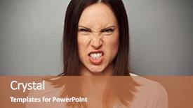  Presentation with bare breasted woman - Beautiful presentation design featuring angry face - mad woman baring her teeth backdrop and a red colored foreground