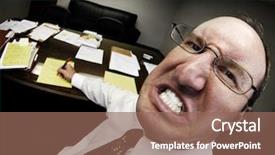  Presentation with mean - Amazing theme having angry face - mean looking man in business backdrop and a violet colored foreground