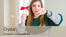  Presentation with red bow - Slide deck consisting of signing ceremony - beautiful young woman holding degree background and a mint green colored foreground