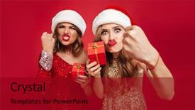  Presentation with christmas red - Slide deck having angry furious women in christmas background and a crimson colored foreground