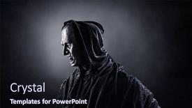  Presentation with ghost - PPT theme featuring angry-ghost-in-the-dark background and a wine colored foreground