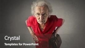  Presentation with grandma - Colorful PPT theme enhanced with angry grandma backdrop and a dark gray colored foreground