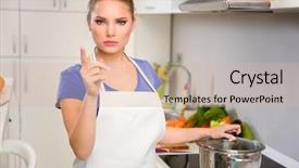  Presentation with eat - Theme featuring health food recipes - angry housewife threatening finger concept background and a soft green colored foreground