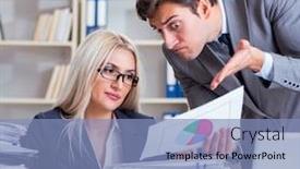  Presentation with farewell for boss - PPT theme with angry-irate-boss-yelling background and a light blue colored foreground