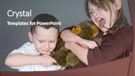  Presentation with toy - PPT layouts consisting of angry kids - young boy and girl fighting background and a gray colored foreground