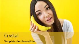  Presentation with banana - Slides having angry lady - hipster girl holding banana near background and a gold colored foreground