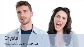  Presentation with young - Slide deck consisting of angry lady - young man gets earful background and a light blue colored foreground