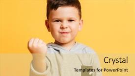  Presentation with angry child - PPT theme with angry little boy child background and a  colored foreground