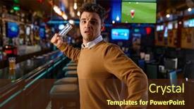  Presentation with beer bottle - Presentation theme featuring angry-man-attacking-with-empty background and a tawny brown colored foreground