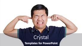  Presentation with noise - Audience pleasing PPT theme consisting of angry man blocking out noise backdrop and a navy blue colored foreground