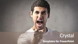  Presentation with someone researching from a computer - Slides having angry man pointing his finger background and a gray colored foreground