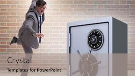  Presentation with safe - PPT theme consisting of angry-man-with-baseball-bat background and a light gray colored foreground