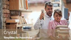  Presentation with book store - Colorful PPT theme enhanced with angry-man backdrop and a coral colored foreground
