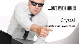  Presentation with company retreat - Amazing slides having angry manager downsizing his company backdrop and a sky blue colored foreground