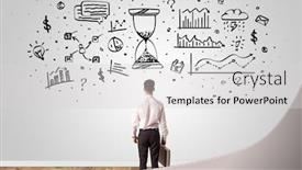  Presentation with unlock potential motivational concept manager - Presentation featuring wall with drawn overloaded brain background and a light gray colored foreground