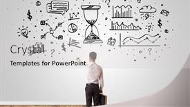  Presentation with brain power concept 3d - Amazing PPT theme having angry manager looking to wall with drawn overloaded brain concept backdrop and a light gray colored foreground