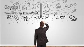  Presentation with angry - Beautiful presentation featuring angry manager looking to wall with drawn overloaded brain concept backdrop and a light gray colored foreground