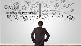  Presentation with angry - Slide set with wall with drawn overloaded brain background and a light gray colored foreground