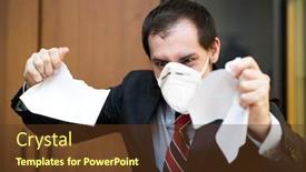  Presentation with angry people - Amazing PPT theme having angry-masked-business-man-destroying backdrop and a tawny brown colored foreground