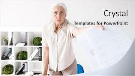  Presentation with angry - Cool new slides with angry mature business woman showing backdrop and a lemonade colored foreground