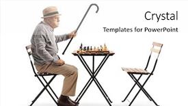  Presentation with chess - Beautiful presentation featuring angry mature man playing chess backdrop and a white colored foreground