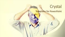  Presentation with angry workers - Beautiful PPT theme featuring angry mature man with bosnia backdrop and a  colored foreground