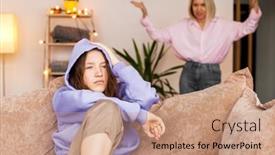  Presentation with angry child - Presentation enhanced with angry-mom-scolds-her-teen background and a coral colored foreground