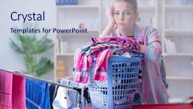  Presentation with china laundry - PPT theme consisting of angry mood - tired depressed housewife doing laundry background and a lemonade colored foreground